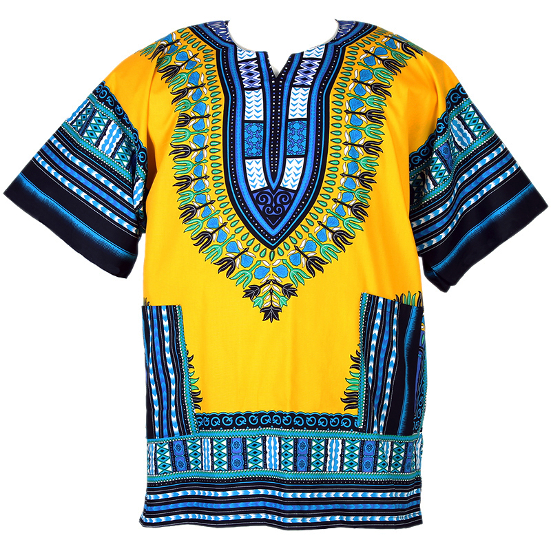 Dashiki Shirt Poncho Tribal African Men Hippy  Unisex BurgundyYellow Free size 