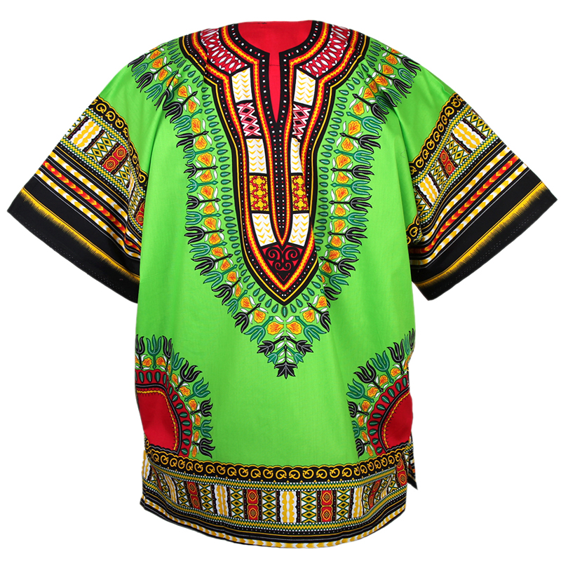 African Dashiki Mexican Poncho Hippie Tribal Ethic Boho Shirt Green ad073t