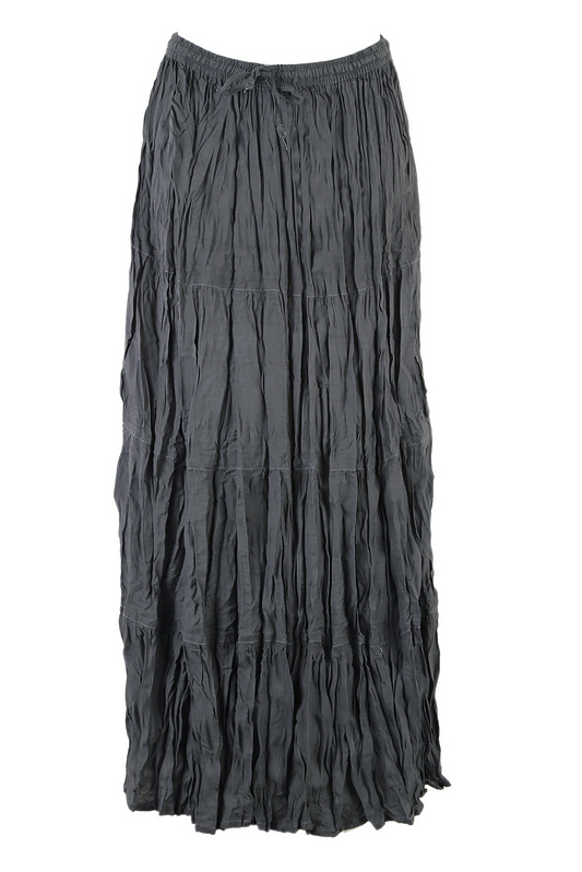 Bohemian Tier Long Cotton Skirt Boho Hippy Hippie Gypsy Gray XS-XL sk167g