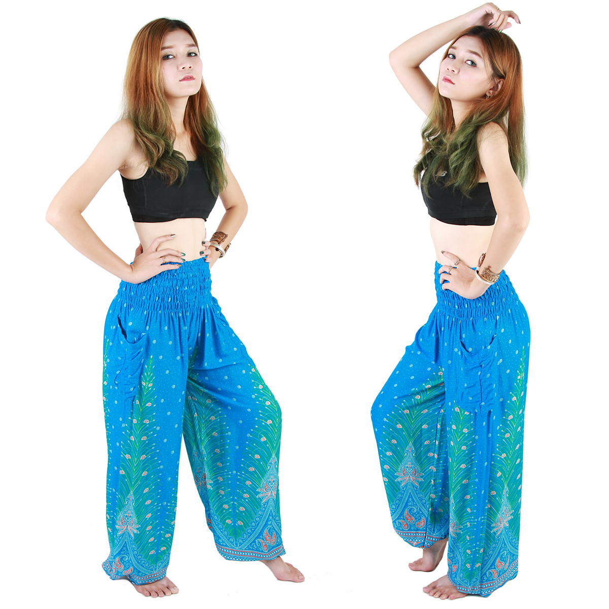 Harem Trousers – Aladdin Smock Pants Hippie Boho Jumpsuit Paisleys Blue ...