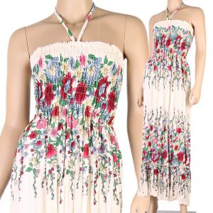 Bohemian Fashion Halter Summer Sun Maxi Dress Long Beach Boho XS-L Beige hl053m-0
