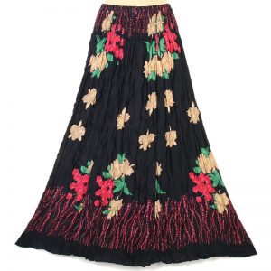 Flower Fall Bohemian Style Skirt Boho Beach Summer Black XS-L sk106d-0