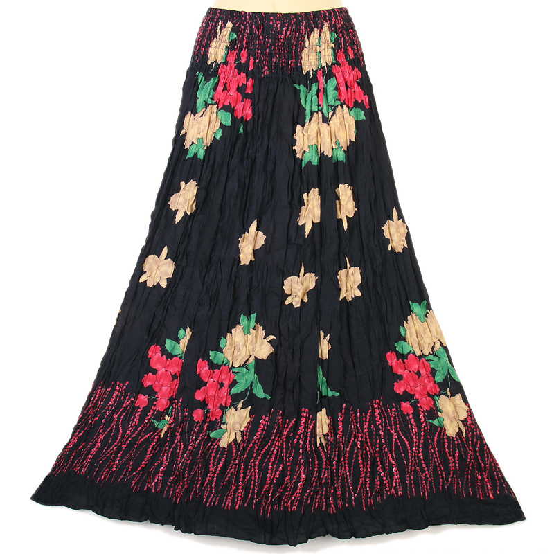 Flower Fall Bohemian Style Skirt Boho Beach Summer Black XS-L sk106d ...