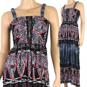 Tribal Bohemian Fashion Summer Maxi Sun Dress Long Beach Boho XS-L Gray sl033g-0