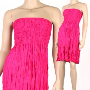 Summer Bohemian Strapless Sundress & Skirt Beach Boho Pink XS S M md035p-0