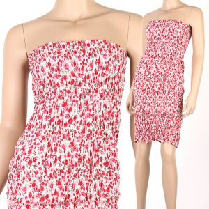 EHQJNJ Sweatshirt Dress Women Summer Dresses for Women Beach Cover Ups  Strapless Tube Tops Boho Floral Print Sundress Smocked Beach Dress Womens
