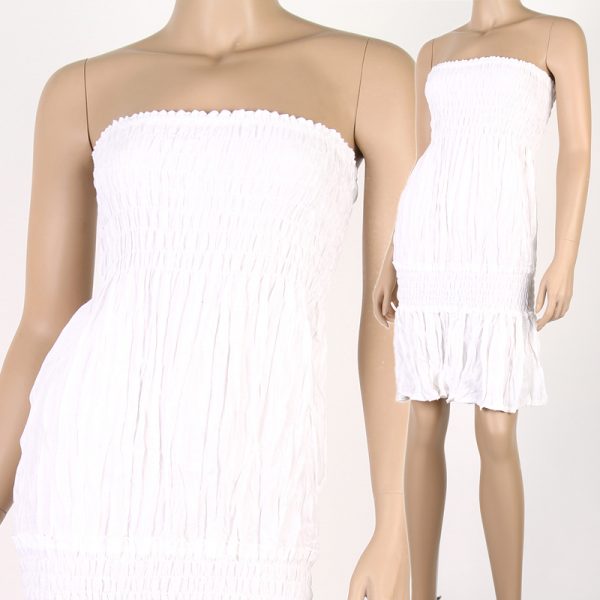 Summer Bohemian Strapless Sundress & Skirt Beach Boho White XS S M md037w-0