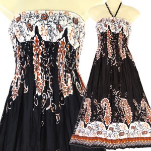 Tribal Design Fashion Style Halter Sundress & Skirt Boho XS S M L Black hm139d-0
