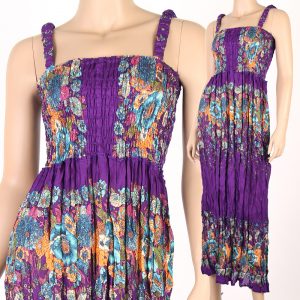 Bohemian Fashion Long Sleeveless Smocked Dress Boho Women XS S M L sl021v-0