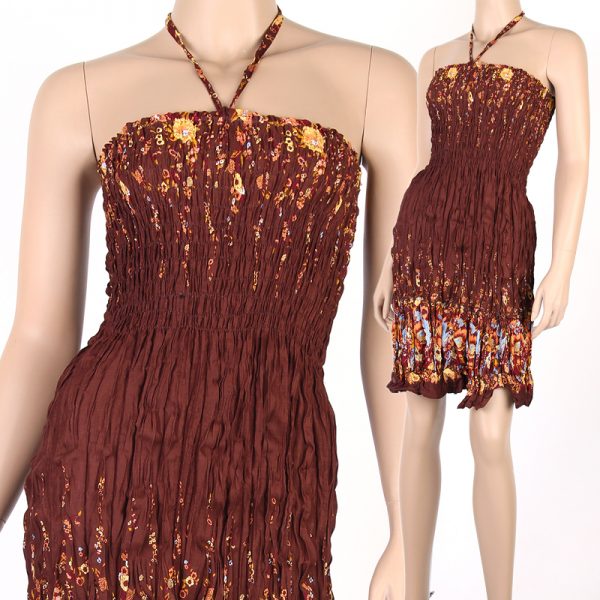 Floral Halter Bohemian Fashion Style Sun Dress Boho Summer Brown hm068b-0
