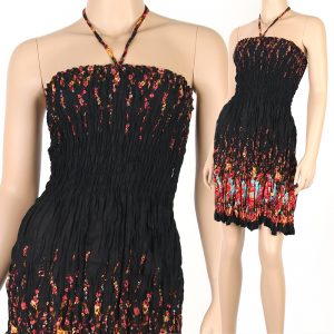 Floral Halter Bohemian Fashion Style Sun Dress Boho Summer Black hm070d-0
