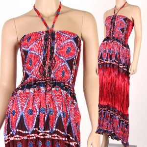 Tribal Design Style Bohemian Halter Maxi Long Dress Summer Beach Boho hl036r-0