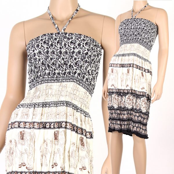 Elephant Design Halter Bohemian Fashion Style Sun Dress Boho Summer hm075d-0