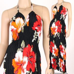 Flower Bohemian Halter Maxi Long Dress Summer Beach Boho Black Red hl044dr-0