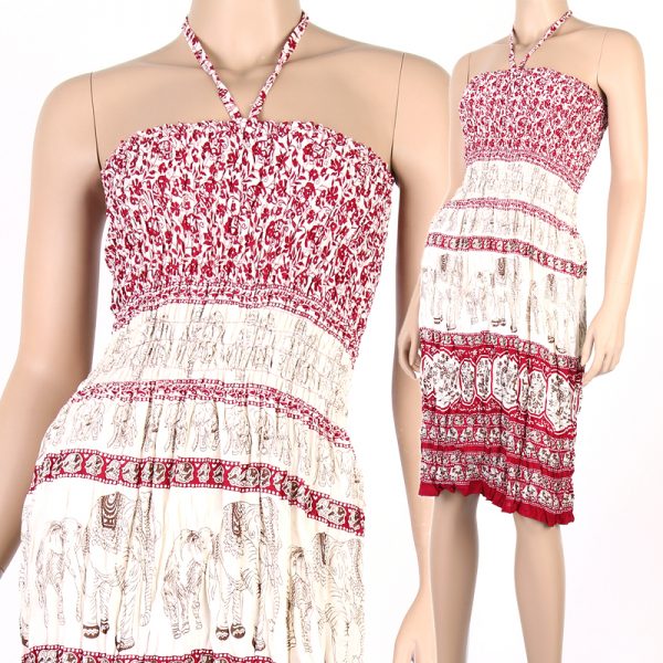 Elephant Design Halter Bohemian Fashion Style Sun Dress Boho Summer hm076r-0