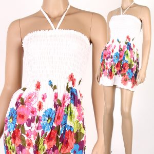 Cute Bohemian Fashion Style Halter Sundress & Skirt Boho Summer White hm079-0
