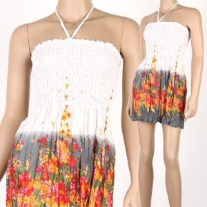 Cute Bohemian Fashion Style Halter Sundress & Skirt Boho Summer White hm080-0