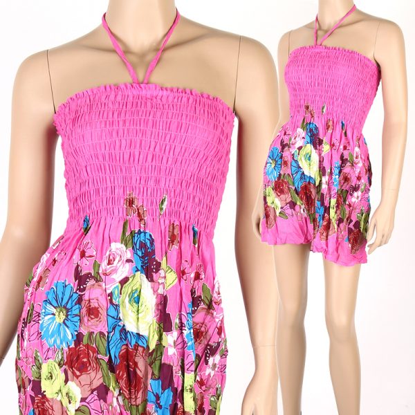 Cute Bohemian Fashion Style Halter Sundress & Skirt Boho Summer Pink hm082p-0