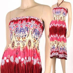 Charm Bohemian Fashion Style Halter Sundress & Skirt Boho Summer Red hm083r-0