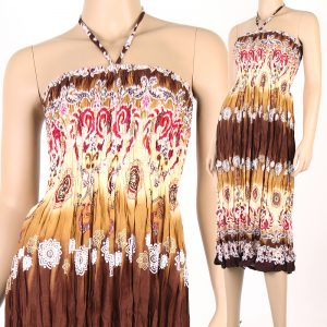 Charm Bohemian Fashion Style Halter Sundress & Skirt Boho Summer Brown hm084b-0