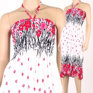 Floral Prints Fashion Style Halter Sundress & Skirt Boho White hm088w-0