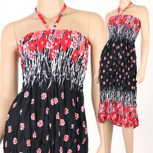 Floral Prints Fashion Style Halter Sundress & Skirt Boho Black hm089d-0