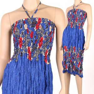 Charm Floral Prints Fashion Style Halter Sundress & Skirt Boho Blue hm098s-0