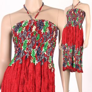 Charm Floral Prints Fashion Style Halter Sundress & Skirt Boho Red hm099r-0