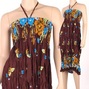 Floral Fashion Style Halter Sundress & Skirt Boho Bohemian Brown XS S M hm106b-0