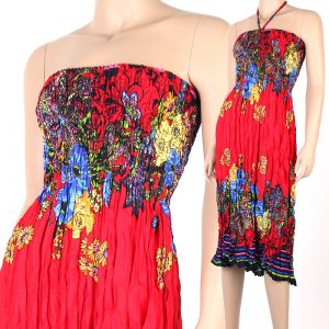Floral Fashion Style Halter Sundress & Skirt Boho Bohemian Red XS S M hm107r-0