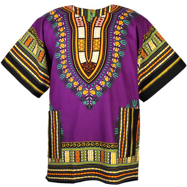 African Dashiki Mexican Poncho Hippie Tribal Ethic Boho Shirt Purple ad07v-0