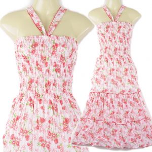 Sweet Boho Halter Sun Dress Floral Pink XS S M ld019p-0