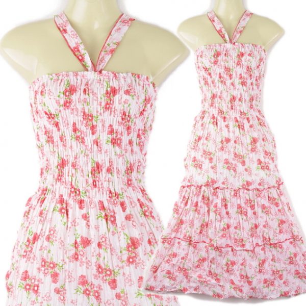 Sweet Boho Halter Sun Dress Floral Pink XS S M ld019p-0