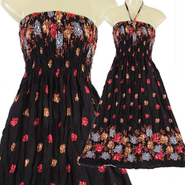 Floral Boho Halter Sun Dress Black XS S M L hm023d-0