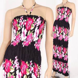 Boho Bohemian Floral Fashion Halter Summer Sun Maxi Dress Beach S M L hl026p-0