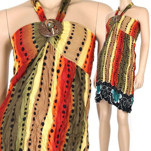 Vivid Bohemian Fashion Halter Summer Sun Boho Dress Beach XS S M hm054-0