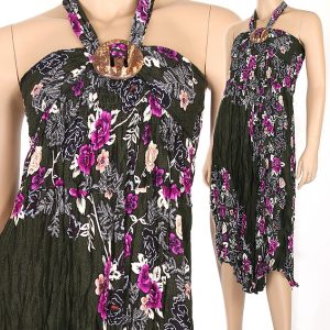 Floral Bohemian Summer Strapless Sun Dress & Skirt Beach Green md019t-0