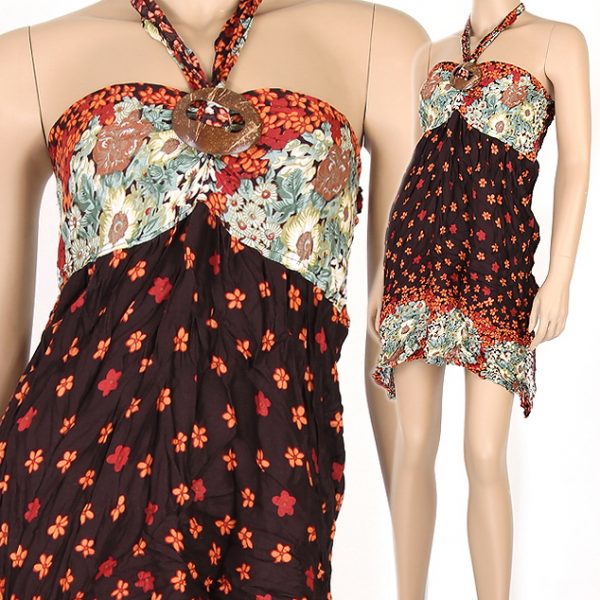 Sweet Floral Bohemian Fashion Halter Summer Sun Boho Dress Beach XS S M hm049bo-0