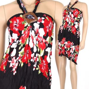Floral Bohemian Fashion Halter Summer Sun Boho Dress Beach Black XS S M hm048dr-0