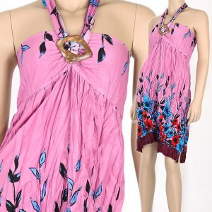 Sweet Floral Bohemian Fashion Halter Summer Sun Boho Dress Beach Pink S M L hm053p-0