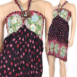 Sweet Floral Bohemian Fashion Halter Summer Sun Boho Dress Beach XS S M hm051dp-0