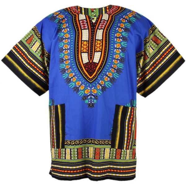 African Dashiki Mexican Poncho Hippie Tribal Ethic Boho Shirt Blue ad07s2-0