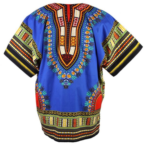 African Dashiki Mexican Poncho Hippie Tribal Ethic Boho Shirt Blue ad07s2-7543