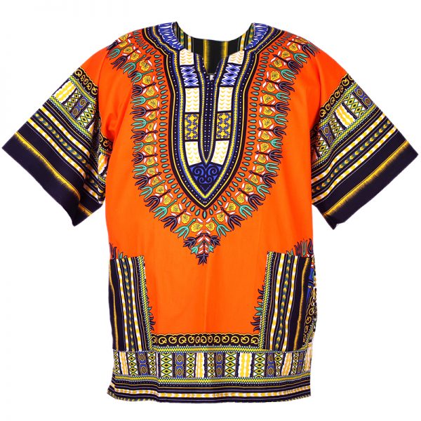 African Dashiki Mexican Poncho Hippie Tribal Ethic Boho Shirt Orange ad08o-0