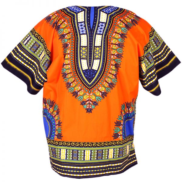African Dashiki Mexican Poncho Hippie Tribal Ethic Boho Shirt Orange ad08o-4143