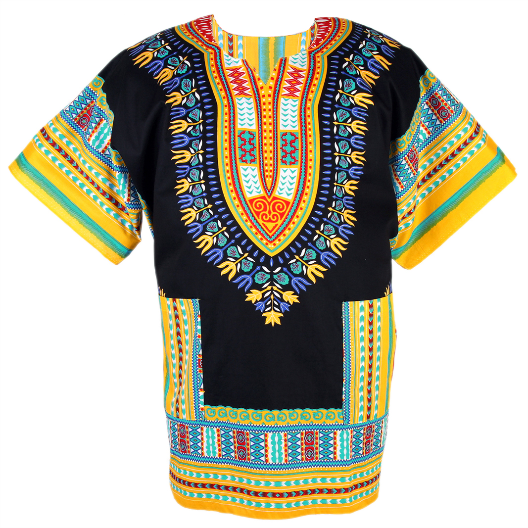 Dashiki Shirt Poncho Tribal African Men Hippy  Unisex BurgundyYellow Free size 
