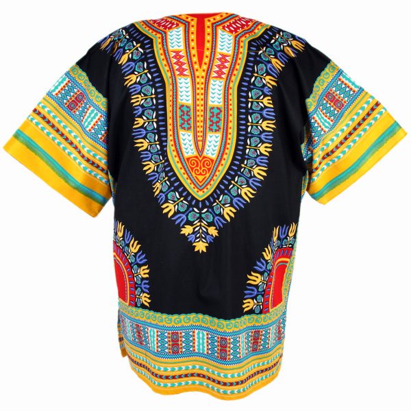 African Dashiki Mexican Poncho Hippie Tribal Ethic Boho Shirt Black ad09y-4289