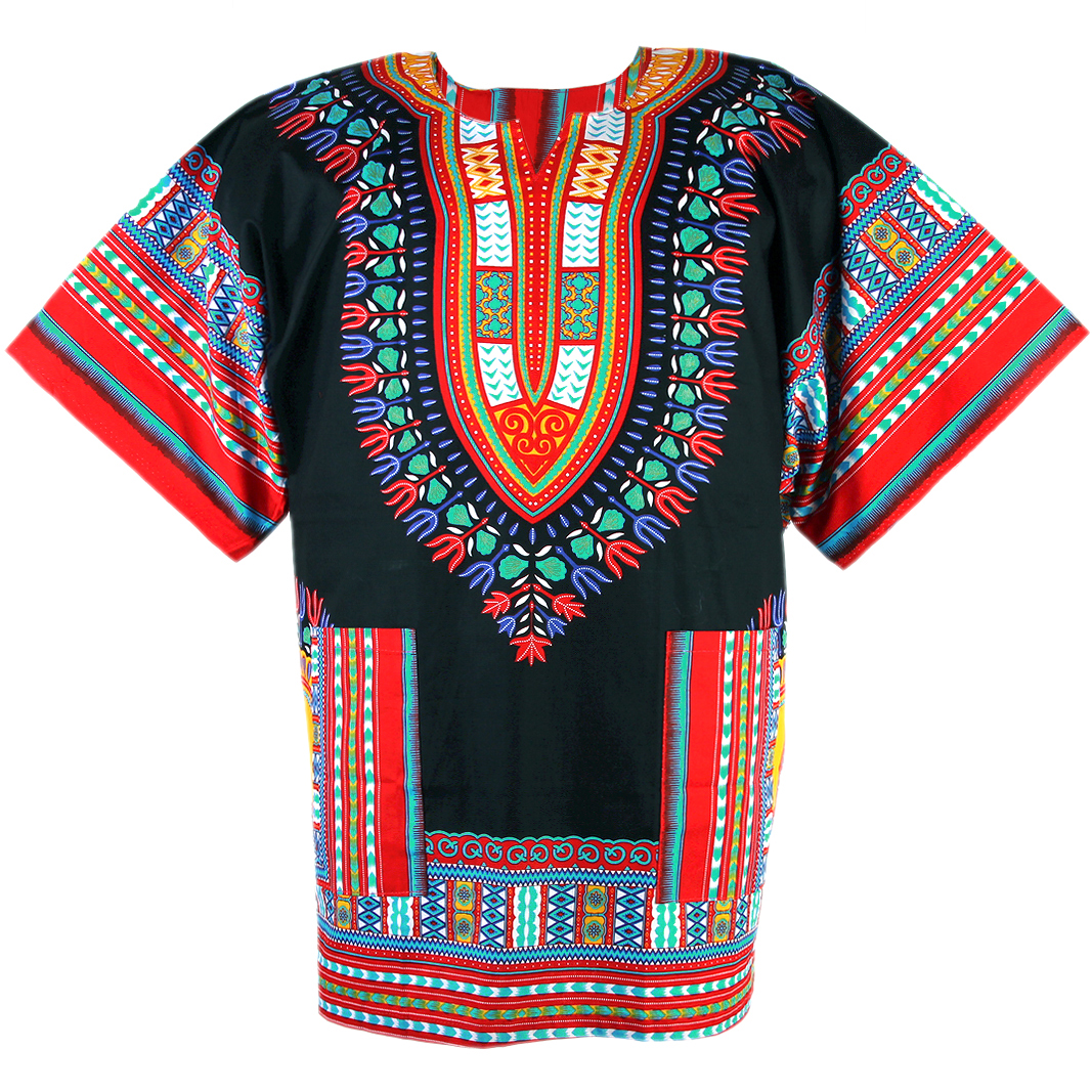 Indian Cotton African Dashiki Mexican Poncho Tribal Boho Shirt Blouse Red Unisex 