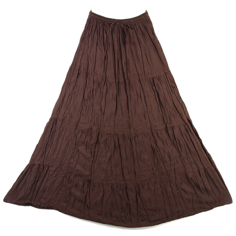 Bohemian Tier Long Cotton Skirt Boho Hippy Hippie Gypsy Dark Brown XS ...
