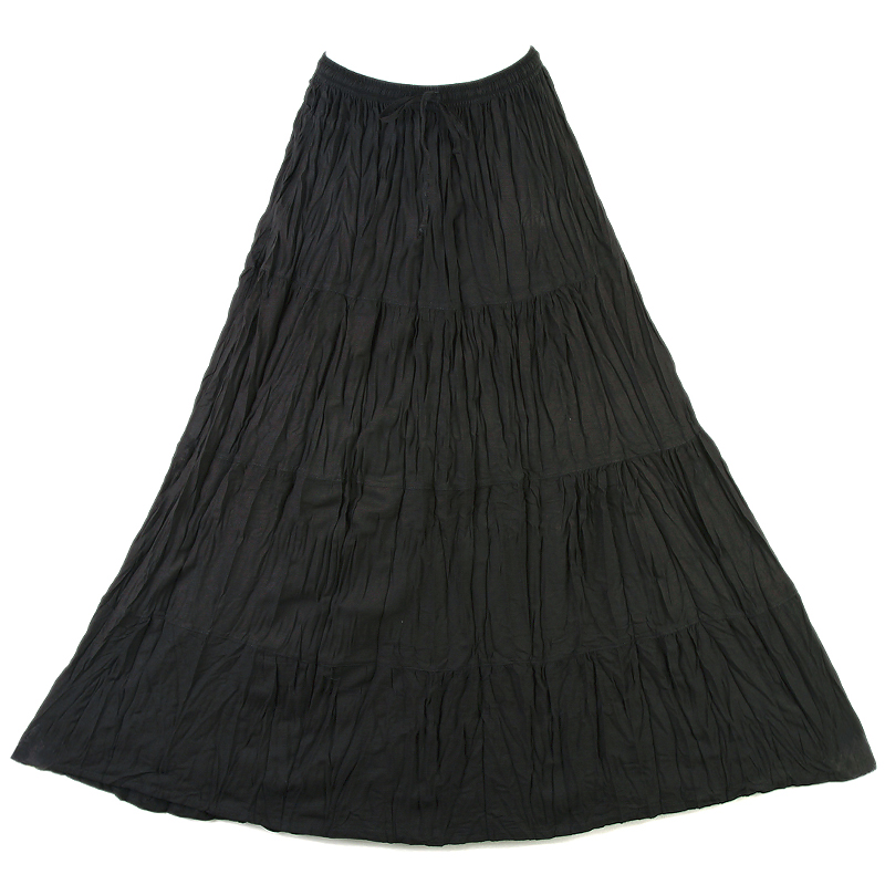 Bohemian Tier Long Cotton Skirt Boho Hippy Hippie Gypsy Black XS-XL ...